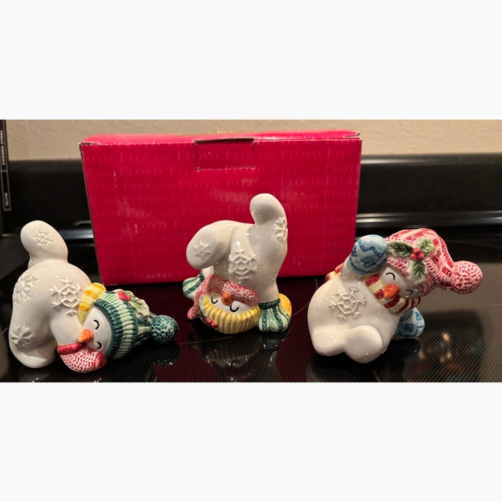 NEW!! Fitz & Floyd Frosty Folks Tumblers - Set of 3